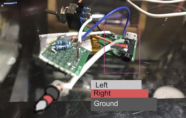 the aux audio pin-out is (starting at the tip), left, right, ground